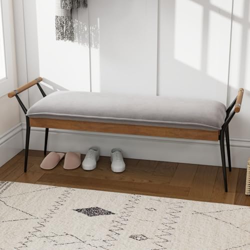 Long Ottoman Bench with Arms Metal Legs 2465