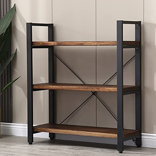 Real Solid Wood Rustic Vintage Industrial Etagere Bookshelf