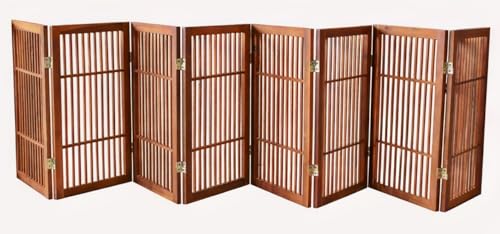 Pet Dog Gate Strong and Durable Freestanding Folding Acacia Hardwood Portable Wooden Fence Indoors or Outdoors by Urnporium