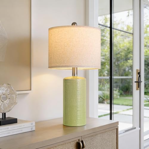Modern Ceramic Table lamp Set of 2 Small Farmhouse Bedside lamp