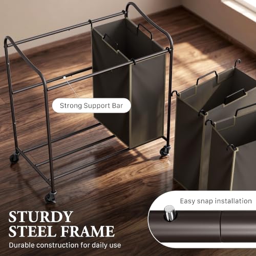 SimpleHouseware Heavy Duty Laundry Sorter Rolling Cart