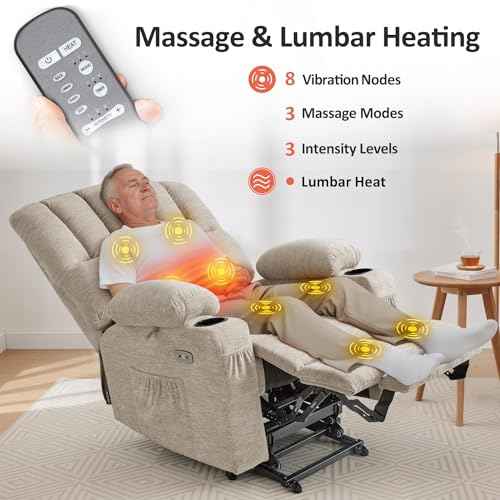 Power Lift Recliner Chair Sofa with Massage and Heat for Elderly People
