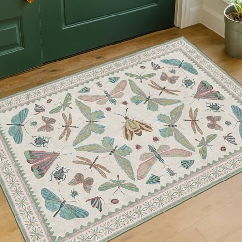 Washable Boho Insect Rug for Entryway