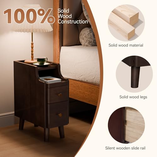 Narrow Nightstand with Drawers