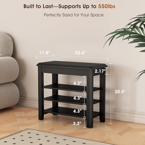 Shoe Rack Bench Seat Rubberwood Wooden Storage Shoe Rack Bench 550lbs Compact Mid
