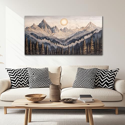 Canvas Wall Art For Bedroom Framed Decorations For Living Room Modern Office Wall Decor Lake View Painting Forest Tree Landscape Pictures Canvas Artworks Ready To Hang Home Decor