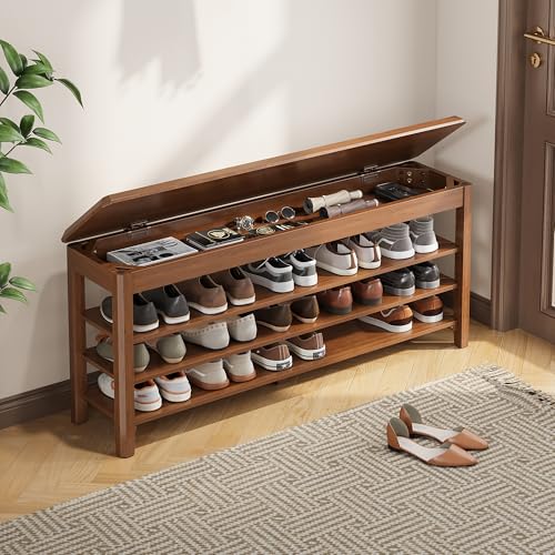 Shoe Rack Bench Seat Rubberwood Wooden Storage Shoe Rack Bench 550lbs Compact Mid