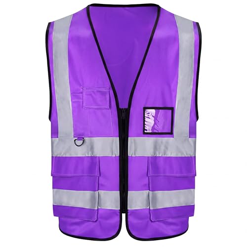 Reflective Safety Vests with Pockets and Zipper