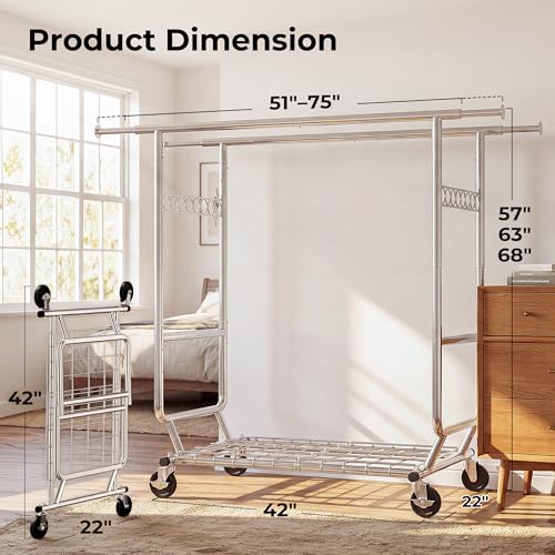 Collapsible Double Rod Clothes Rack