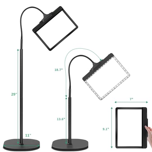 Large 5X Rechargeable Floor Magnifying Glass with Light and Stand 43 LED Floor Magnifying Lamp 2
