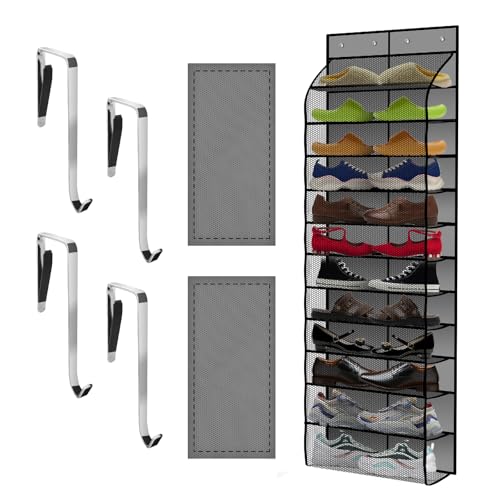 Over The Door Shoe Organizer with 12 Large Breathable Pockets