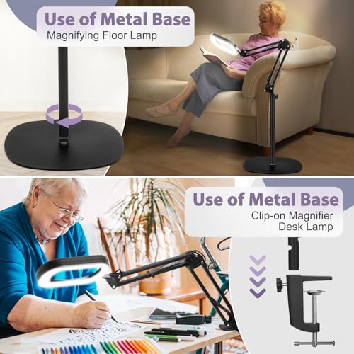 Rectangle Magnifying Glass with Light and Stand Swing Arm