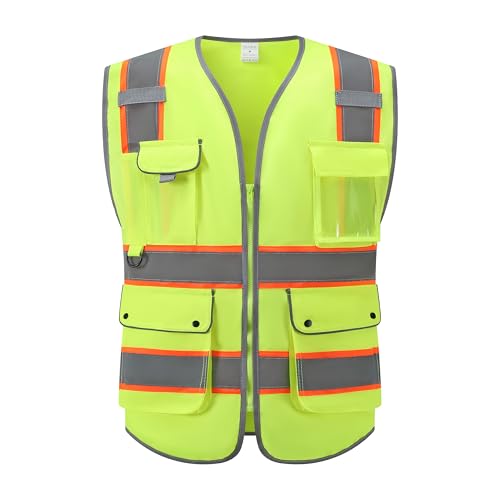 Reflective Safety Vest for Men & Women High Visibility Class 2 Vest with Pockets Meets ANSI Standards