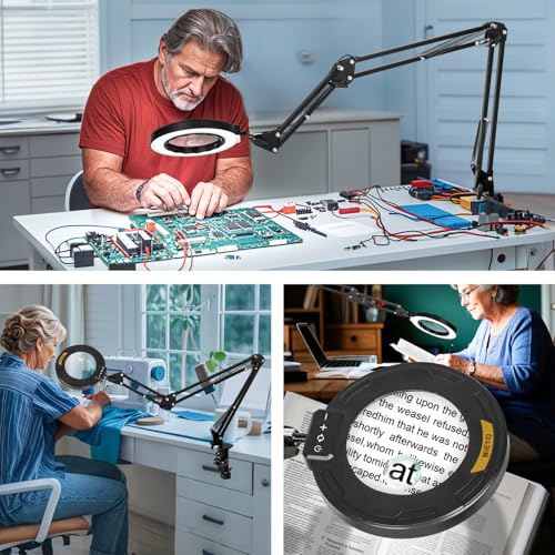 Ultra Long Swing Arm 12X 30X Magnifying Glass with Light