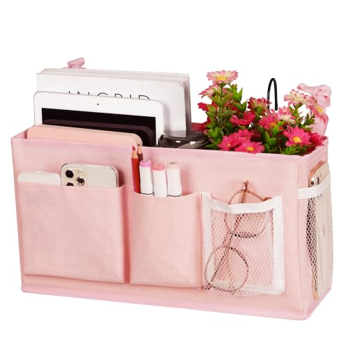 Bedside Caddy Bedside Organizer Bedside Storage Caddy with Fixed Straps and Water Bottle Holder for Home College Dorm Bunk Bed Hospital Bed Crib Bed Rails