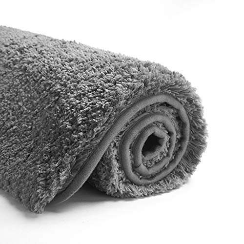 Bathroom Contour Rug Non Slip Bath Mat Water Absorbent Soft Microfiber Shaggy Bathroom Mat Machine Washable Bath Rug for Bathroom Thick Plush U Shape Toilet Rug