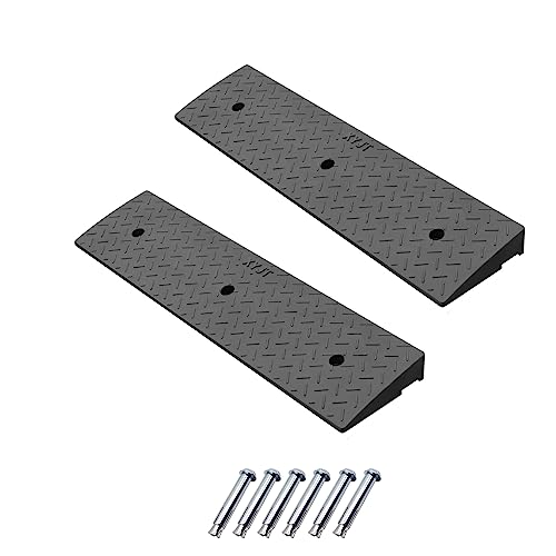 2 Pack 2'' Rise Rubber Curb Ramp Heavy Duty Loading Rubber Curb Ramps 3 Tons Driveway Ramp Car Slope Ramp for Loading Dock Bike Vehicle Warehouse Sidewalk Wheelchair
