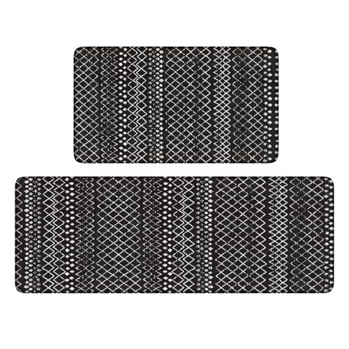 KIMDOE Boho Kitchen Rugs and Mats 2PCS Cushioned Anti Fatigue Kitchen Mat Non