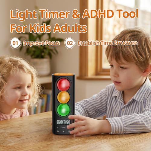 Traffic Light Visual Timer&ADHD Tool for Kids Adults Display Volume Adjustment