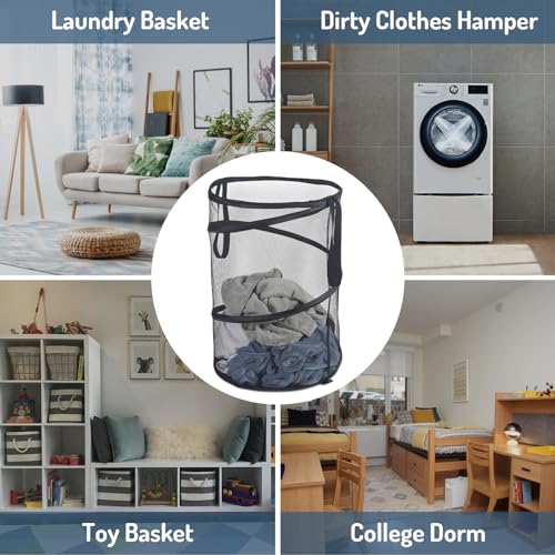 Mesh Popup Laundry Hamper 115L Foldable Laundry Basket Large Capacity Collapsible Clothing Storage Basket with Handles 26 H x 18 W x 18 L