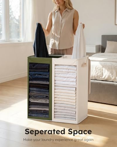 Double Laundry Hamper with Lid and Handle