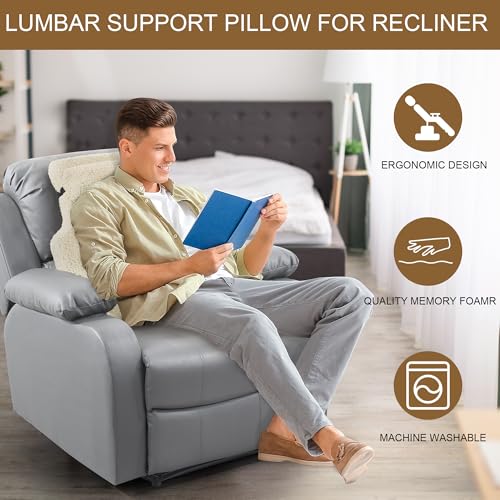 Sherpa Fleece Lumbar Support Pillow with Headrest for Recliner