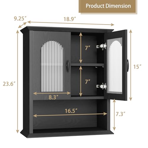 Bathroom Wall Cabinet with Fluted Door