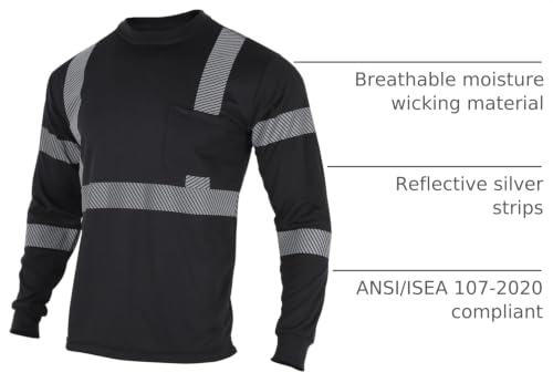 Safety Reflective High Visibility Long Sleeve Shirts Class 3 Hi Vis Construction Work T Shirts for Men