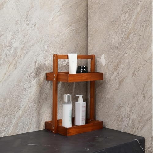 Teak Wood Shower Caddy Corner