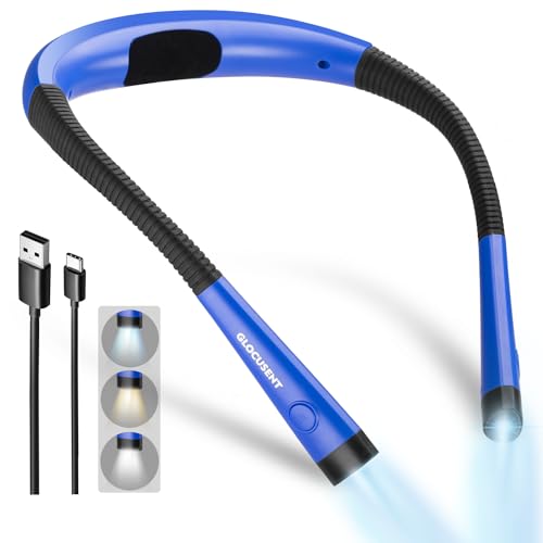 Book Light, 3-Color & 6-Brightness Reading Light, Bendable Neck Light, Long Lasting Rechargeable Lamp, Perfect Book Light for Reading in Bed, Knitting, Camping, Repairing, Book Lovers Gifts