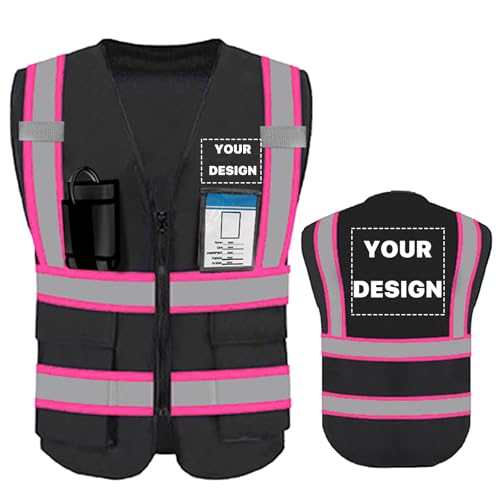 High Visibility Reflective Safety Vest with Pockets Custom Your Logo Safety Workwear