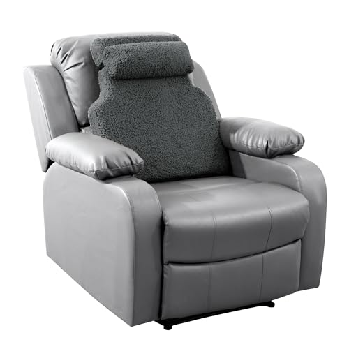 Sherpa Fleece Lumbar Support Pillow with Headrest for Recliner