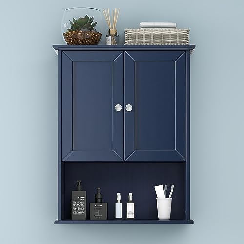 Bathroom Wall Cabinet Wooden Medicine Cabinet Buffering Hinge MDF Material Storage Organizer and Adjustable Shelves Cupboard Storage Cabinet with Large Space