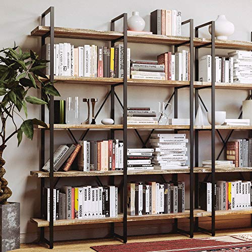 Bookshelves and Bookcases Double Wide Large Bookshelf 5 Tiers