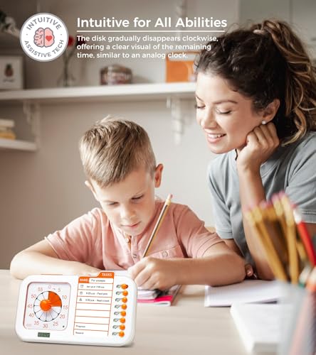 3-in-1 Visual ADHD Timer for Kids with Planning Board, Task Timer for Adults with ADHD, Chore & Schedule Planner, Autism & ADHD Tools with Checklist for Home School, Classroom, Homeschool Supplies