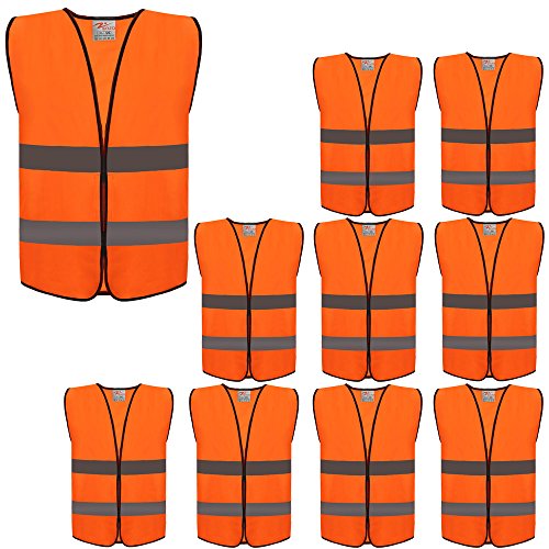 High Visibility Reflective Safety Vest 10 Pack Bulk