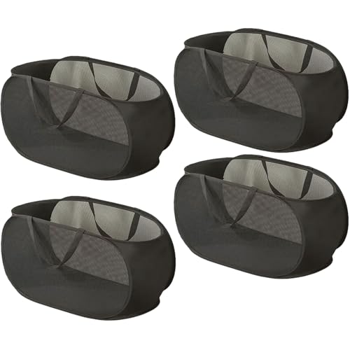 4 Piece Pop Up Mesh Laundry Basket Collapsible Hamper with Handles