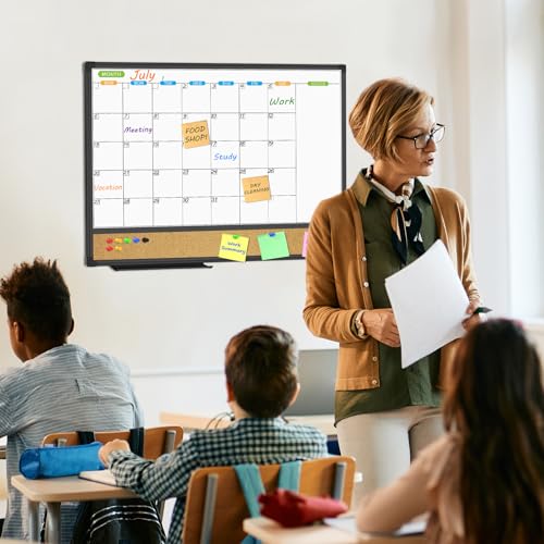 Magnetic Calendar Whiteboard & Bulletin Corkboard Combination