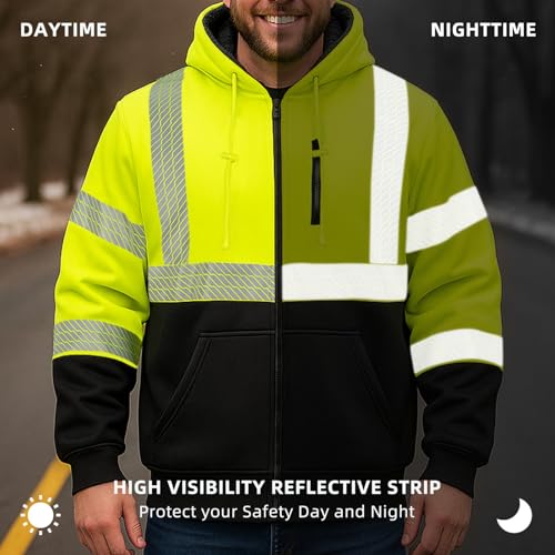 Hi Vis Hoodie Reflective Safety Jacket for Men
