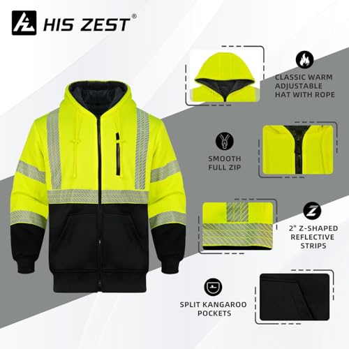 Hi Vis Hoodie Reflective Safety Jacket for Men