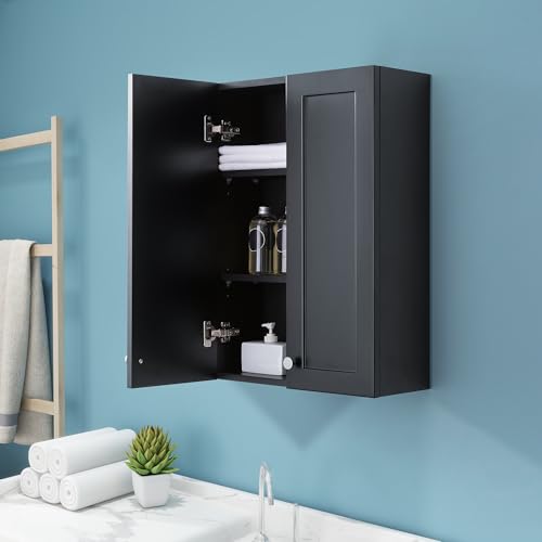 White Bathroom Wall Cabinet with Towel Bar