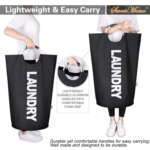 Large Laundry Basket Collapsible Laundry Hamper Tall Clothes Baskets Folding Washing Bin Foldable Fabric Hamper Bags for Bedroom Laundry Room Closet Bathroom College