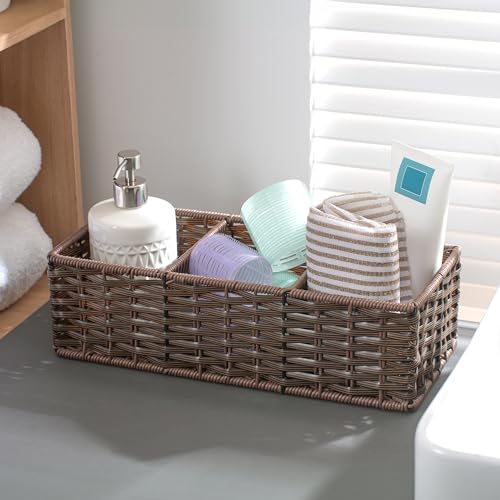 Wicker Basket with 3 Compartments