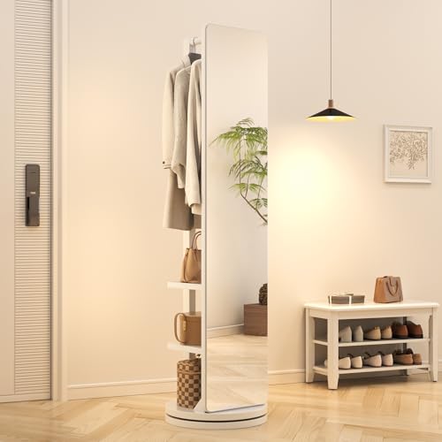 Full Length Mirror Coat Rack Solid Wood Floor Mirror 66"x12" Full Length Mirror with Stand Long Mirrors for Bedroom