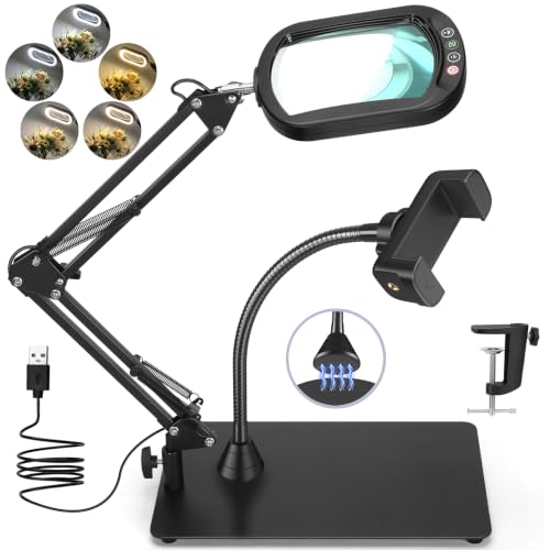 Square Magnifying Glass with Light and Stand