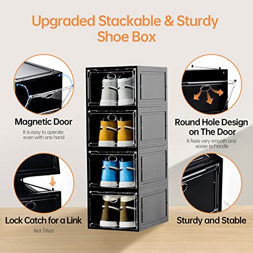 12 Pack Clear Shoe Boxes Stackable