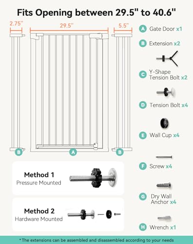 42" Extra Tall Baby Gate for Stairs Doorways
