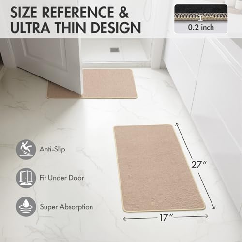 Set of 2 Ultra Thin Bathroom Rugs