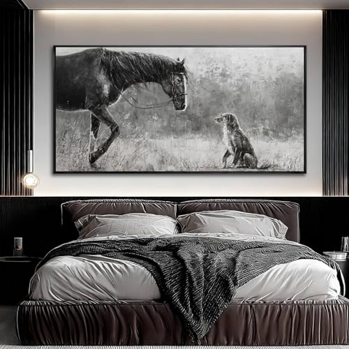 Green Canvas Wall Art for Living Room Flowers Grey Abstract Wall Decor White Horse Pictures Gold Leaves Artwork Arts for Hotel Office