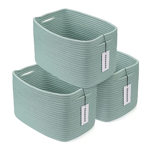 Cotton Rope storage Basket Bins Woven Basket for Organizing Shelves Rectangle Decorative Baskets For storage 3 pack